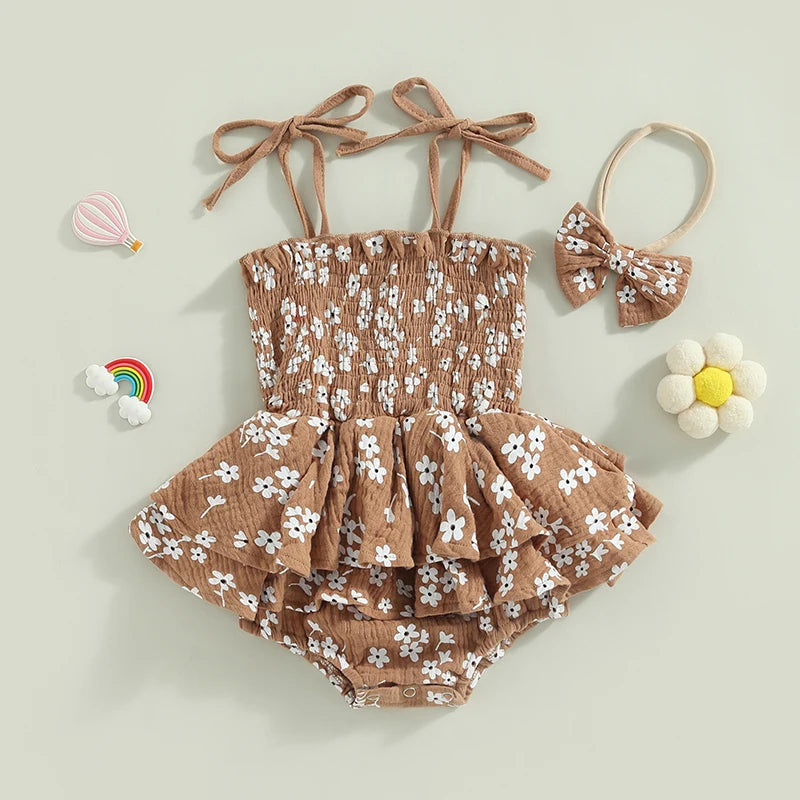 Jasmine Romper Dress & Headband Set - Ruby