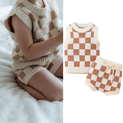 Checked Knit 2 Piece Set