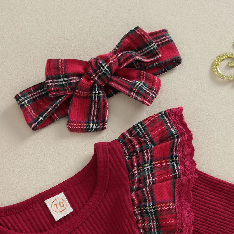 Christmas Bow Dress & Headband set