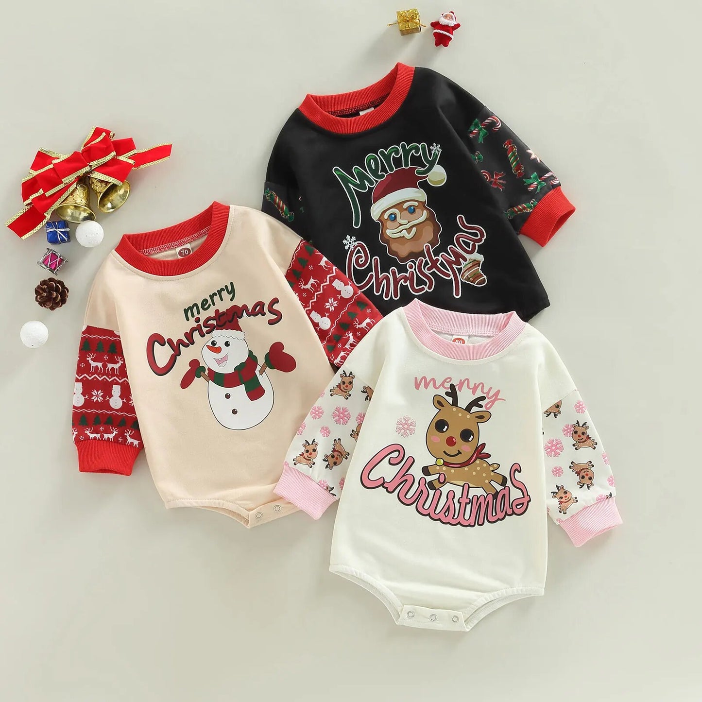 Pink Reindeer Print Romper