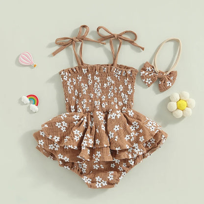 Jasmine Romper Dress & Headband Set - Ruby