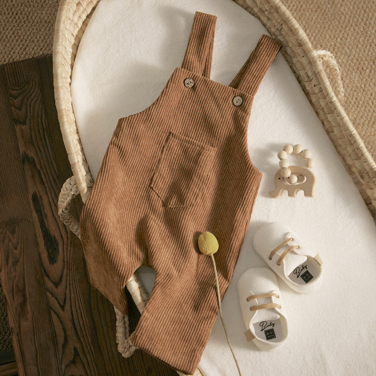 Unisex Corduroy Overalls - Beige