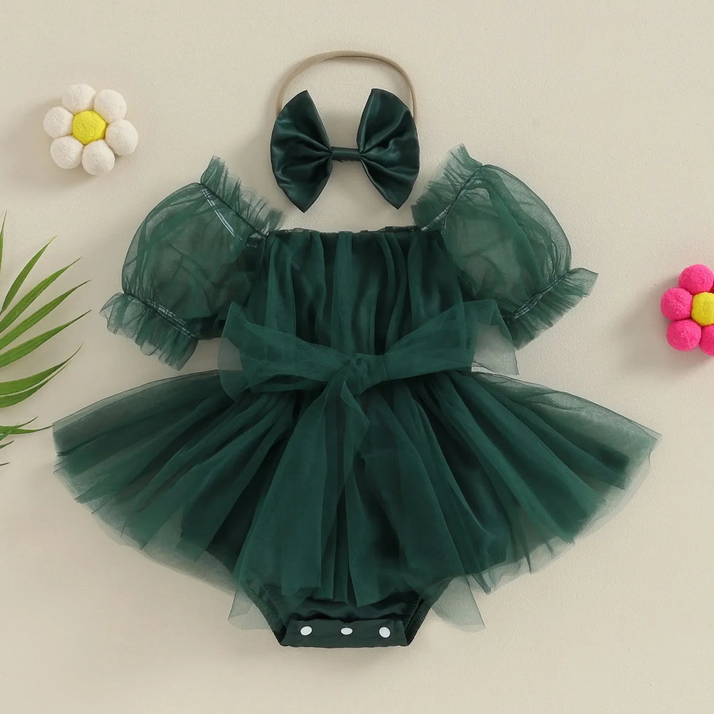 Christmas Ruffle Dress - Green