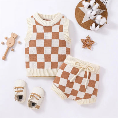 Checked Knit 2 Piece Set