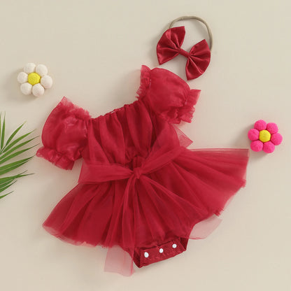 Christmas Ruffle Dress - Red