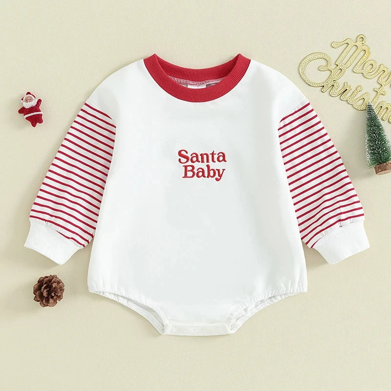 Christmas Stripe Quote Romper