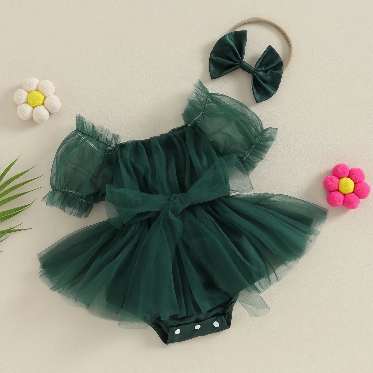 Christmas Ruffle Dress - Green