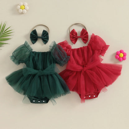 Christmas Ruffle Dress - Green